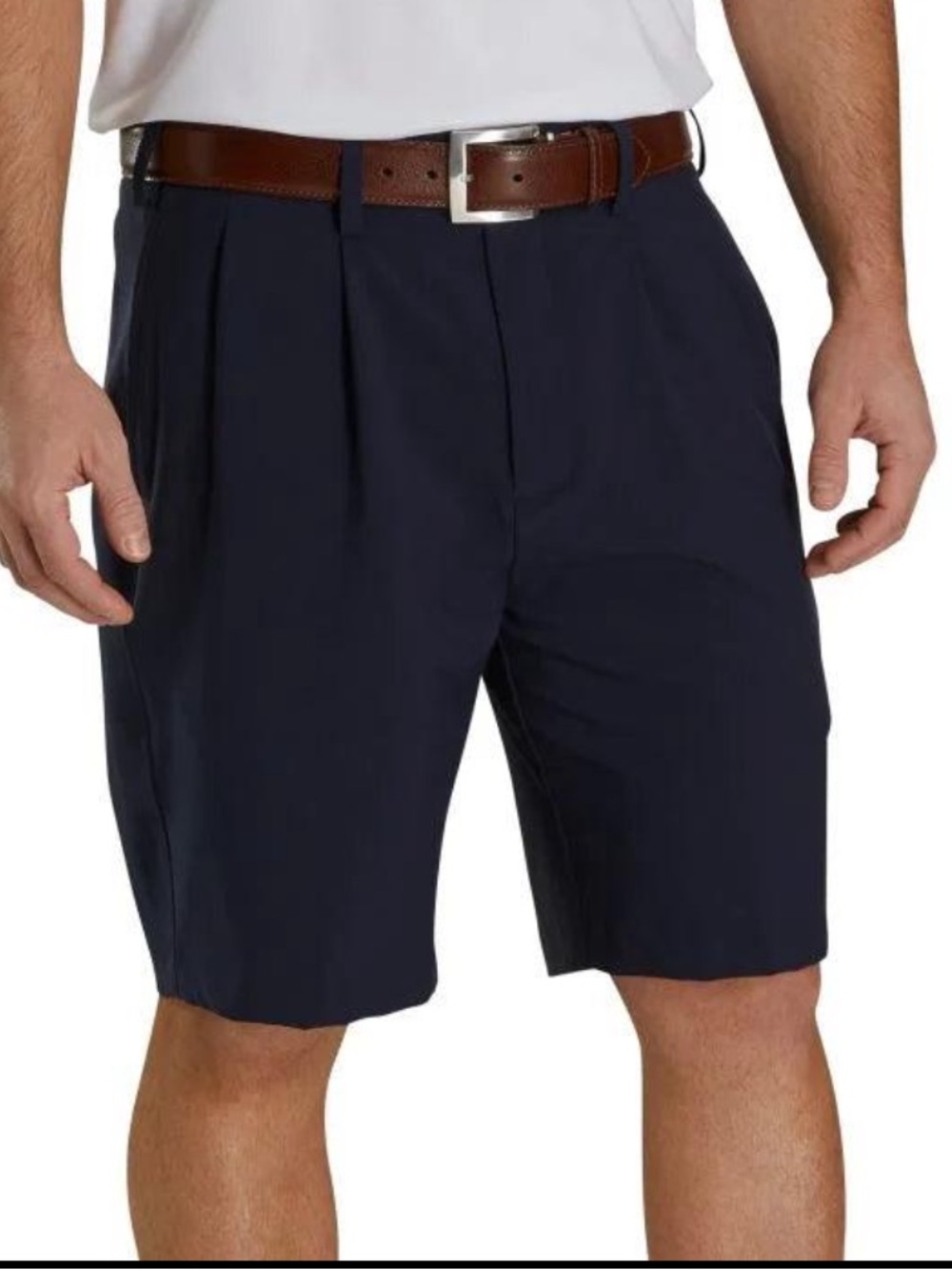 Haggar Golf Shorts men’s size 32 inseam 9.5 Navy Blue Pleated NWT